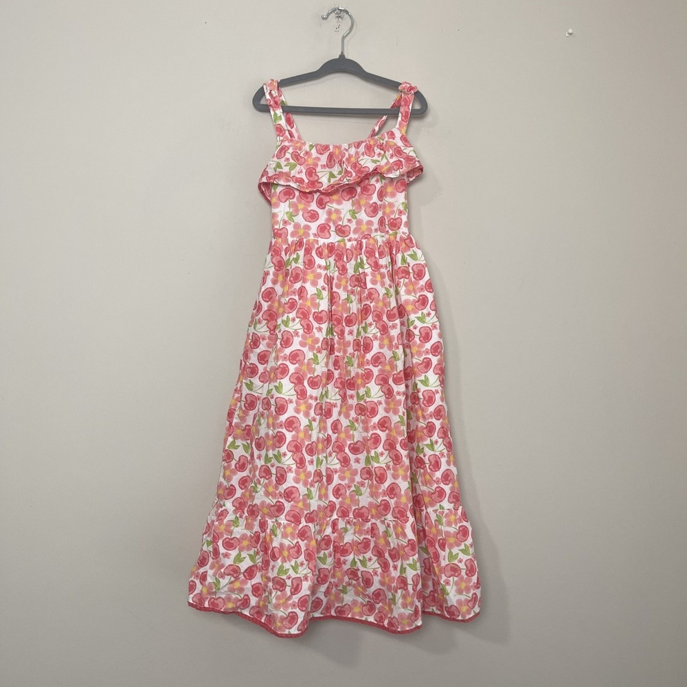 Isaac Mizrahi Girls Pink Floral Maxi Dress Ruffle Cottagecore Garden Party